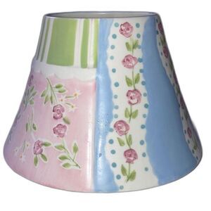 YANKEE CANDLE Cottage Core Shabby Chic Floral Pastel Candle Shade Topper 4.75 in